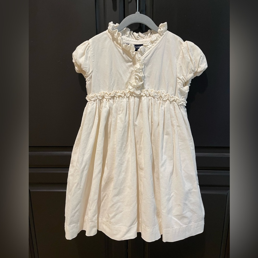 Ralph Lauren Elegant Cream Corduroy Girls Dress sz 6